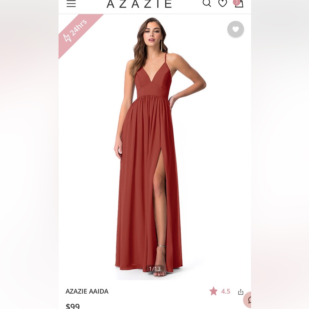 Azazie Aaida bridesmaid dress in Terracotta. Size A4.